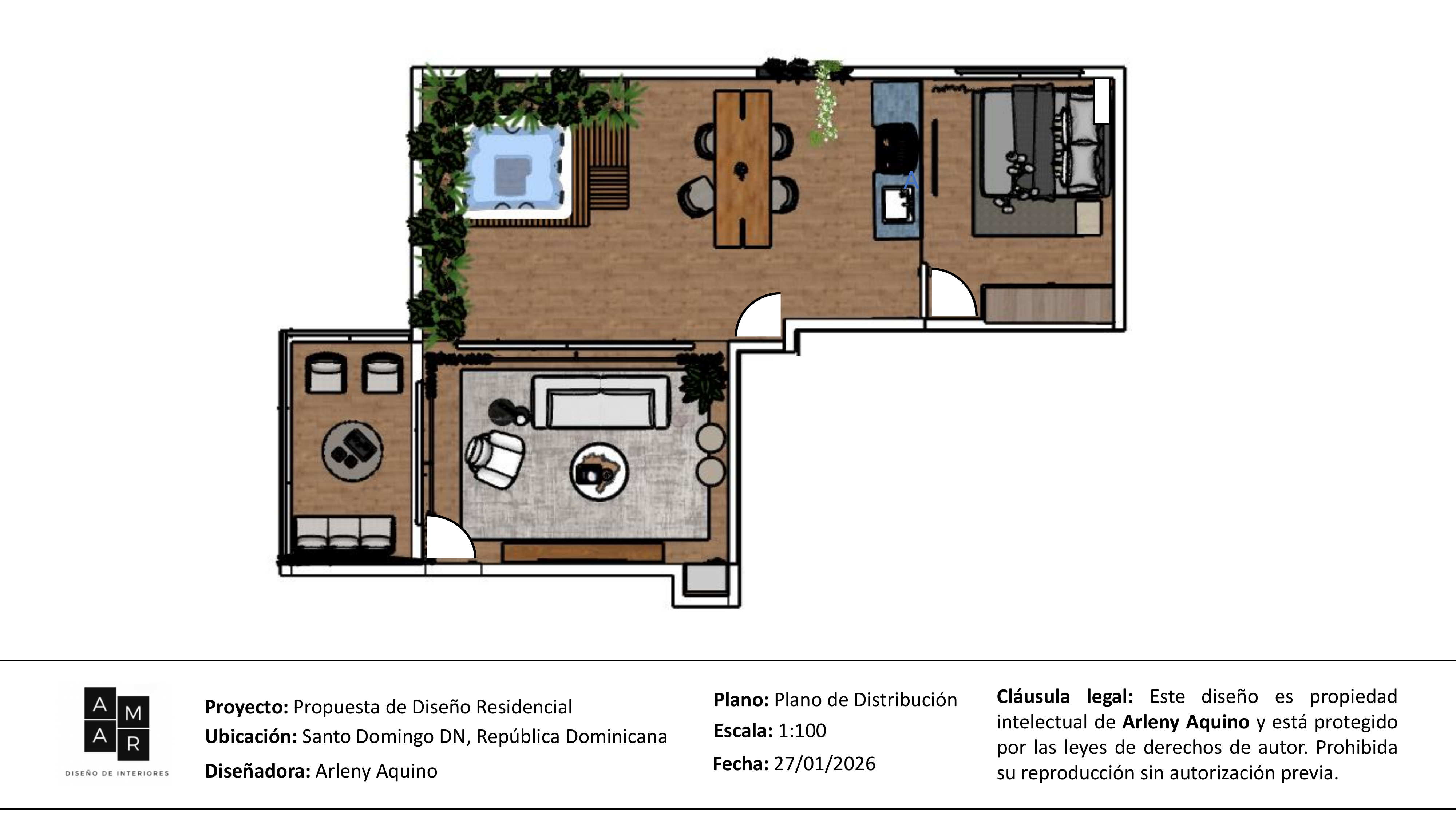 Plano de distribución de la propuesta residencial