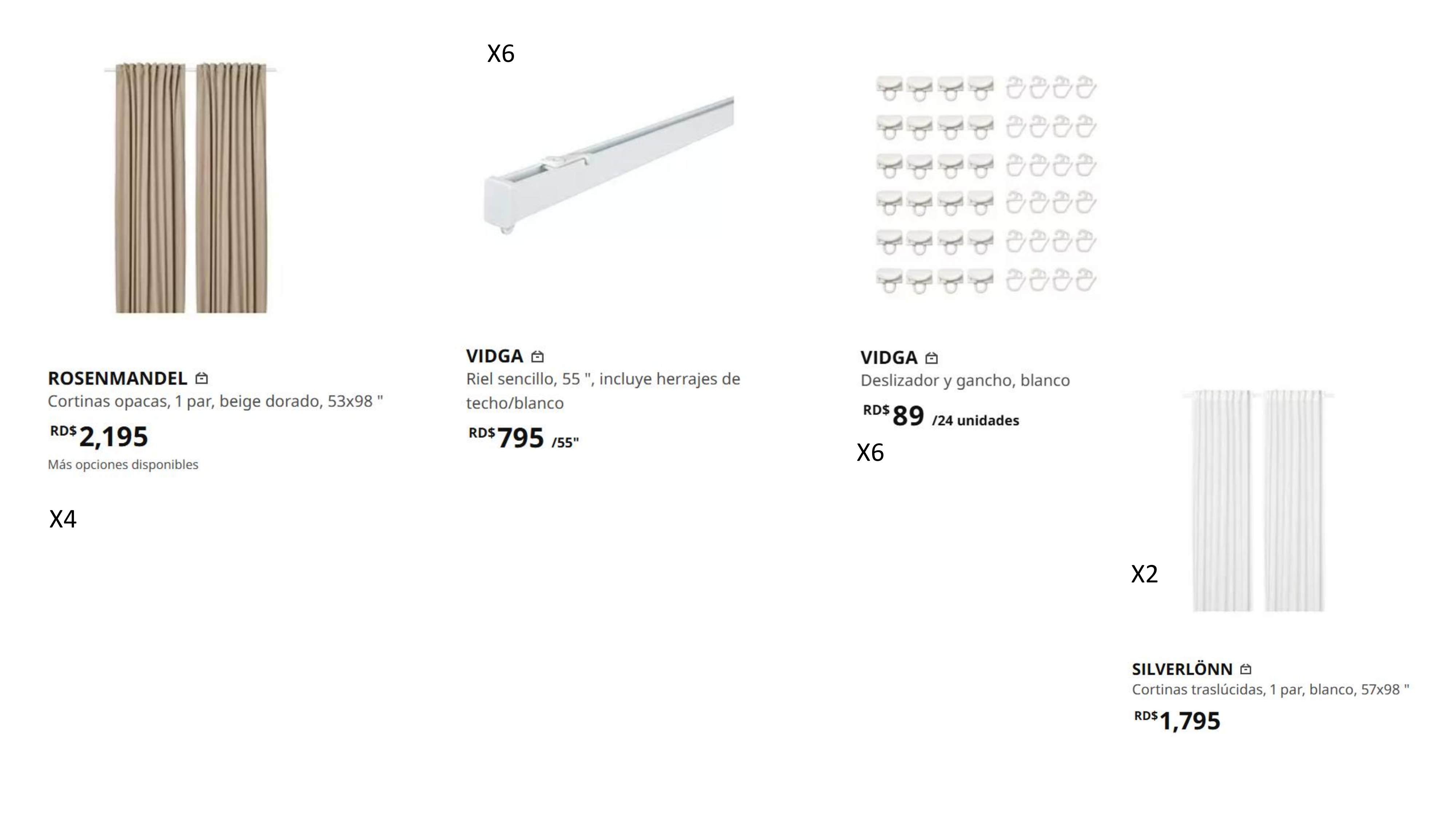 Selección de cortinas, vigas y paneles