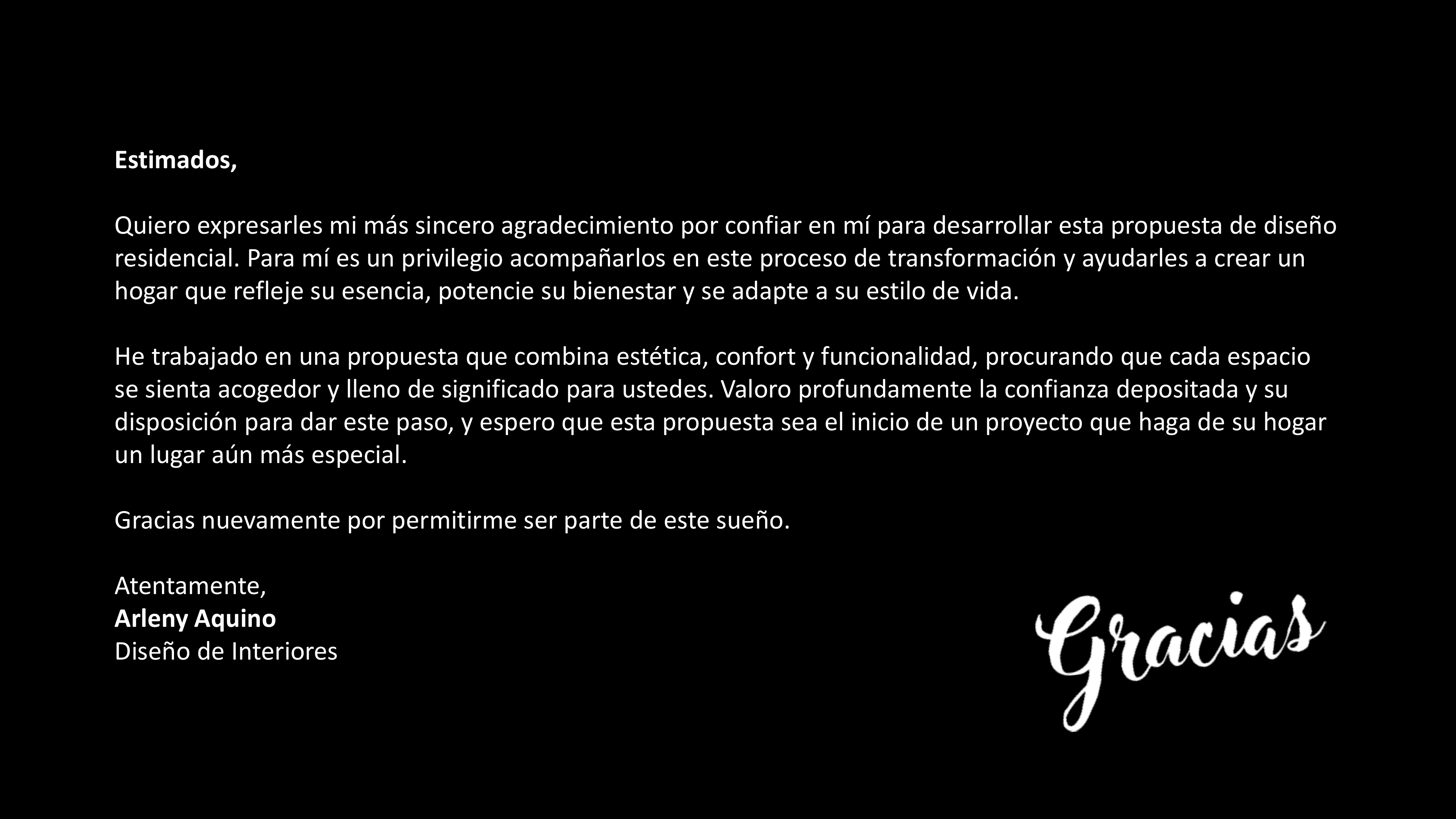 Mensaje final de agradecimiento de la diseñadora